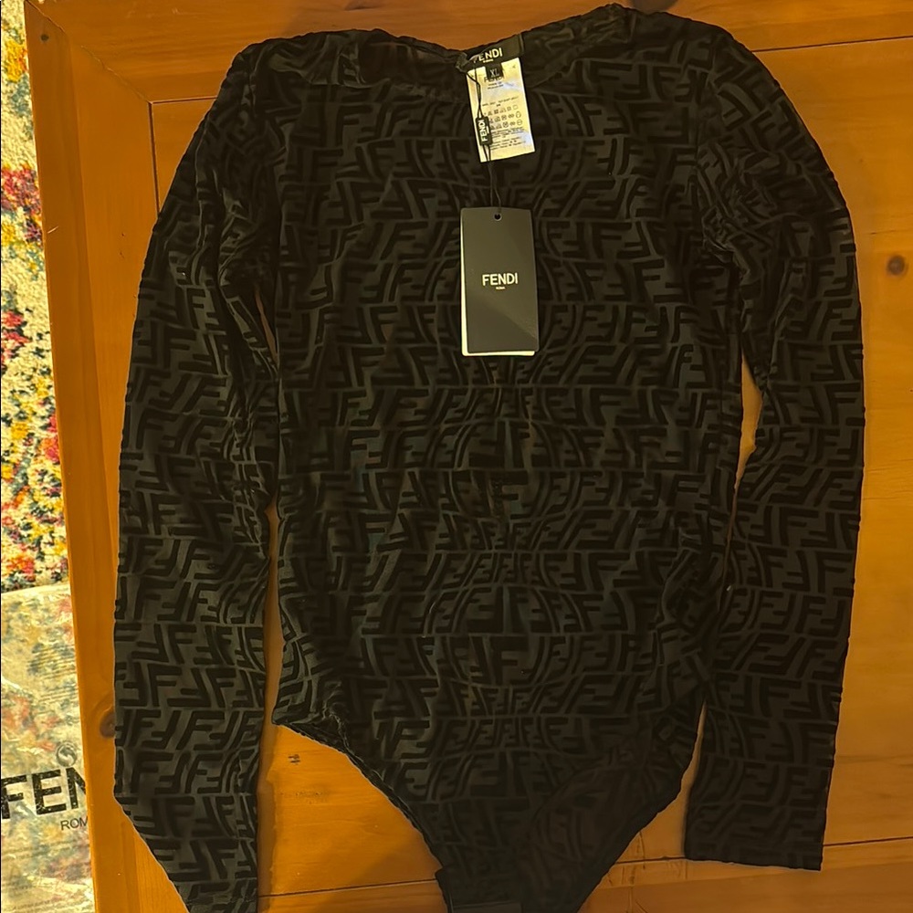 Fendi Black Patterned Bodysuit